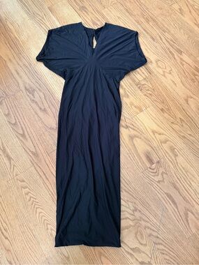 DSTM dress, Don’t shoot the messenger dress,Black V‑Neck Short Sleeve Maxi Dress